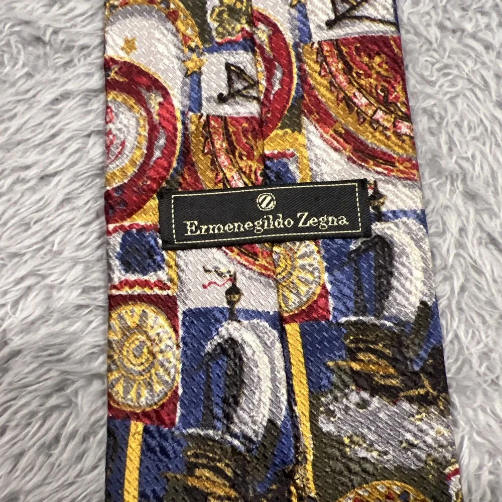 Vintage ERMENEGILDO ZEGNA Made In Italy Dress Tie Men's Silk‎ Sailboat Nautical